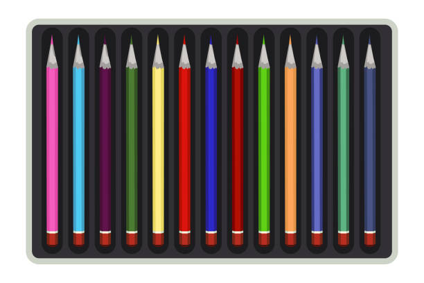 istock Sharp color pencils flat vector illustration. Colorful artist items isolated on white background. Bright drawing tools set. Collection of colored stationery, art and school equipment. 1193102978