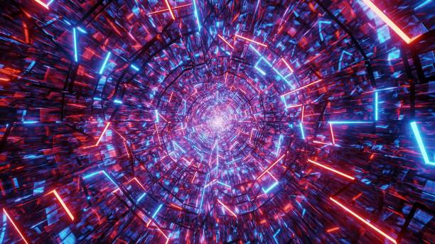 istock glowing wireframe glass tunnel corridor design 3d illustration wallpaper background 1193106758