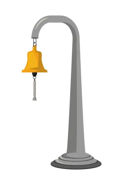 Vector illustration of Cartoon yellow gold ship bell isolated on white