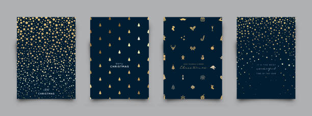 kolekcja świątecznych kart okolicznościowych. ilustracja wektorowa. - backgrounds metallic gold christmas stock illustrations