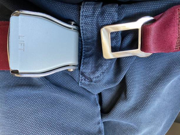 istock Airplane seat belt in use 1193114029