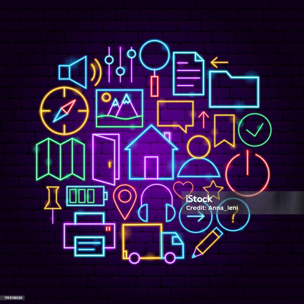 Neon User Interface Web User Interface Neon Concept Stock Illustration - Download Image Now ...