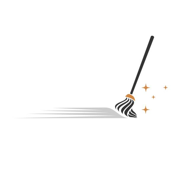 ilustrações, clipart, desenhos animados e ícones de broom cleaning service vetor logo modelo ilustração design. vetor eps 10. - remo simples