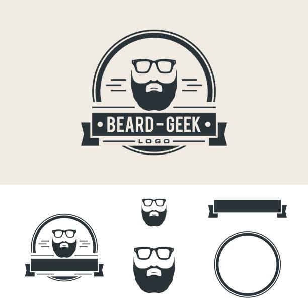 illustrations, cliparts, dessins animés et icônes de beard barber shop vintage emblem illustration design. vector eps 10. - balding completely bald men retro revival