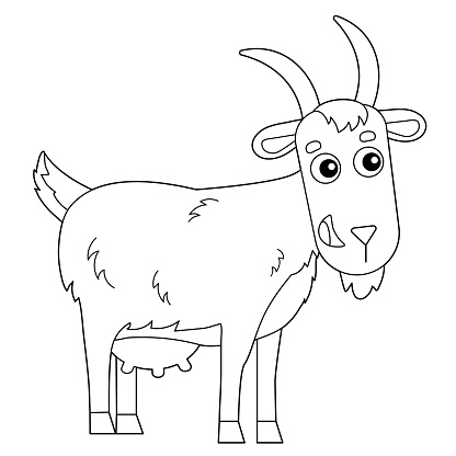 Coloring Page Outline Of Cartoon Nanny Goat Farm Animals Coloring Book ...