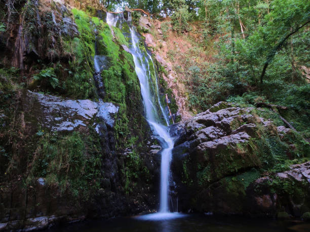 아스투리아스의 오네타 폭포. 스페인 - fountain water stone falling water 뉴스 사진 이미지