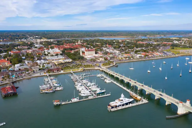 Drone angle view of St. Augustine Florida.