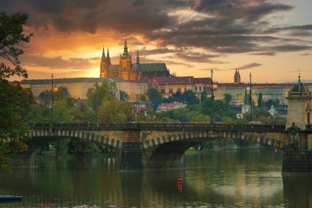 istock Vltava river and St.Vitus Cathedral in Prague 1193131638