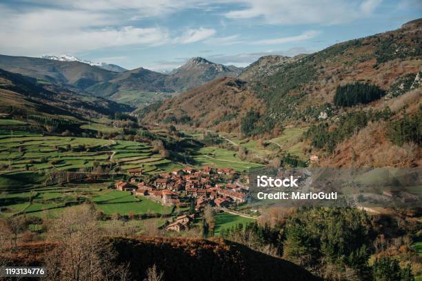 Typical Green Landscape With Mountains And A Village In Cantabria Spain Stock Photo - Download Image Now