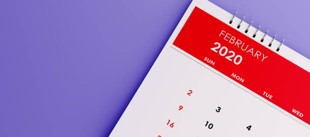 istock 2020 February Calendar on Lavender Background 1193134846
