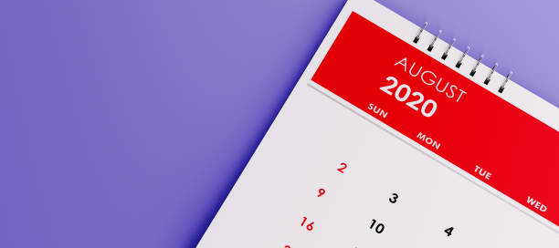 istock 2020 August Calendar on Lavender Background 1193136166