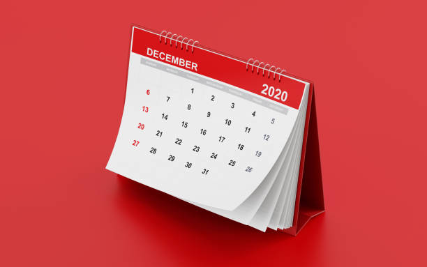 istock 2020 Monthly Red Desk Calendar: December 1193137418