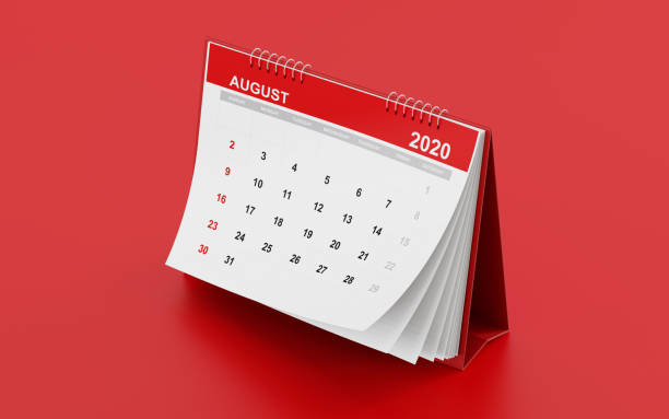istock 2020 Monthly Red Desk Calendar: August 1193138253