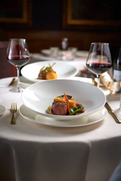 main course in hotel restaurant stock photo