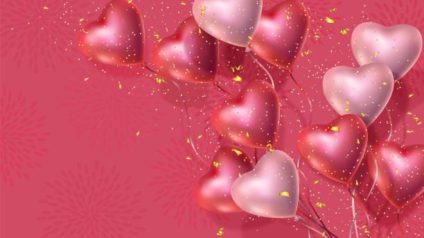 Happy Valentines Day Banner 3d Red And Pink Heart Balloons Golden Confetti Stock Illustration - Download Image Now - iStock Happy Valentines Day Banner 3d Red And Pink Heart Balloons Golden Confetti Stock Illustration - Download Image Now - iStock