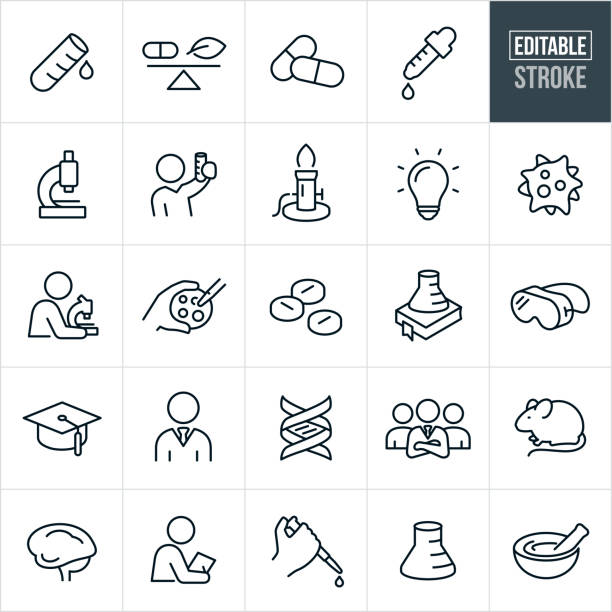 biomedical science thin line icons - editable stroke - inneres organ eines tieres stock-grafiken, -clipart, -cartoons und -symbole