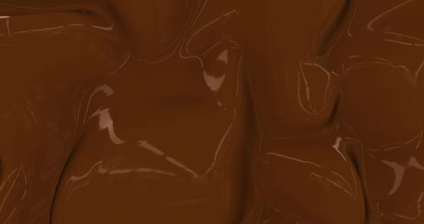 istock Liquid hot chocolate background. Melted dark chocolate texture 3D rendering . Glamour silk backdrop animation 1193145605