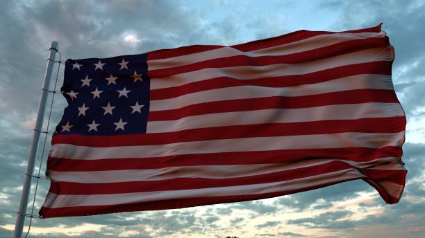 istock USA flag waving isolated on dramatic sky. America flag, 3d rendering 1193147334
