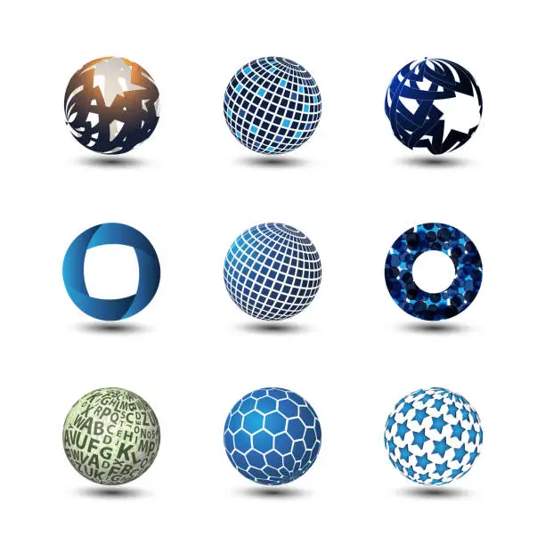 Vector illustration of Collection Of Globe Designs