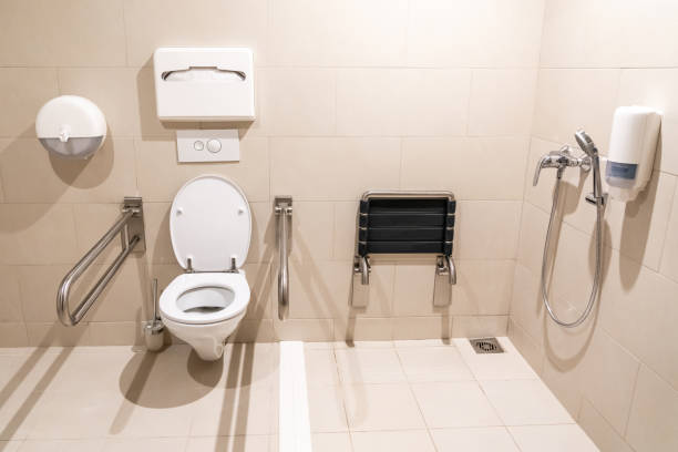 istock Restroom for disabled people with special equipment 1193148932