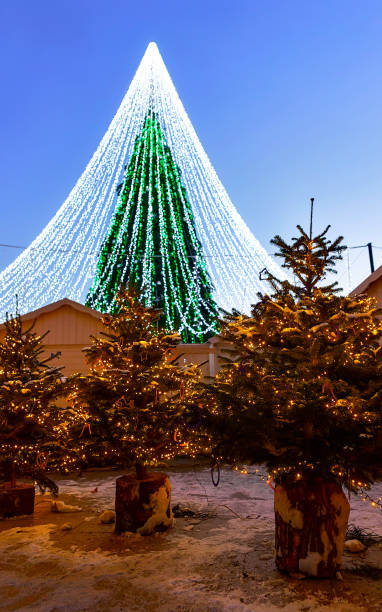 istock Christmas tree with veiling garland installed in Vilnius of Lithuania reflex 1193150685