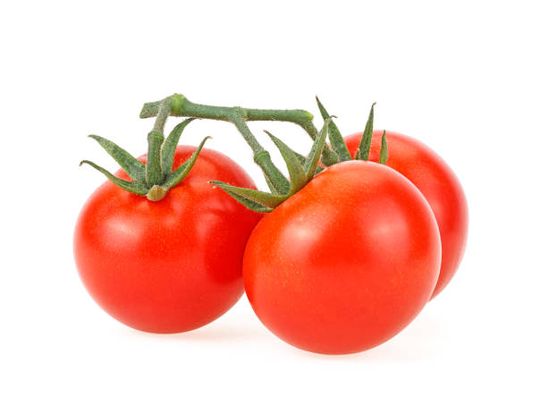 istock Tomatoes cherry on green branch isolated on a white background 1193153888