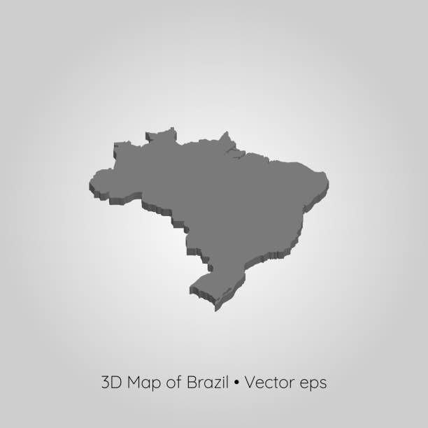 ilustrações, clipart, desenhos animados e ícones de mapa do vetor 3d - mapa brazil 3d