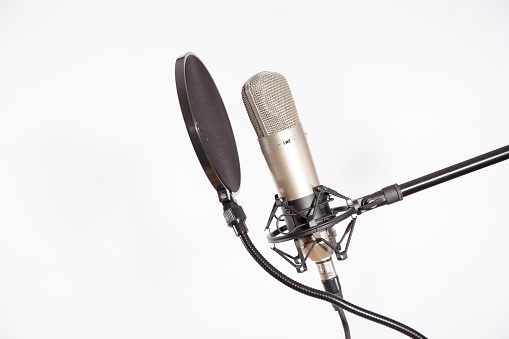Studio Microphone in White Background.