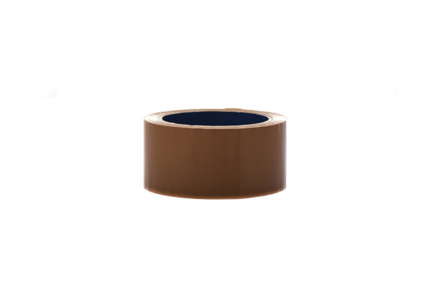 A roll of brown duct tape isolated on a white background. Copy space.