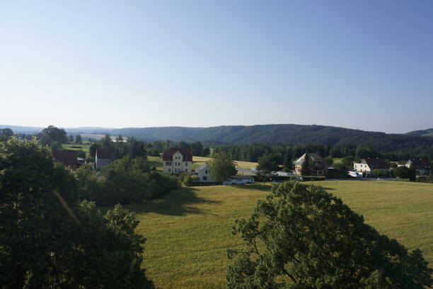 Viewing tower Rathmannsdorf view over beautiful landscape with smooth hills