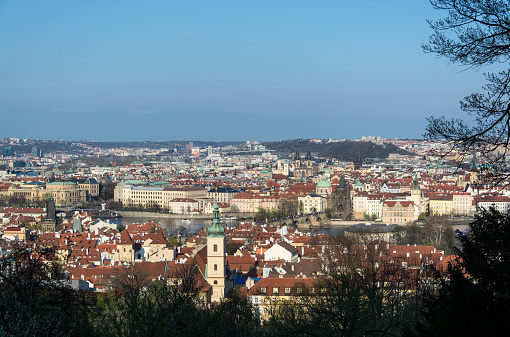 Panoramic aerial view of Prague from Prague Castle, Czech Republic.