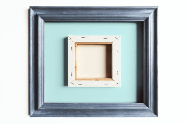 Wooden frame and canvas for painting, close-up