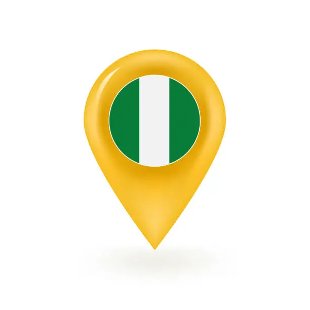 Vector illustration of Nigeria Flag Map Pin Icon
