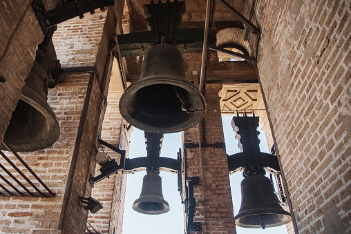 Bells on top of Giralda tower in Seville, Spain