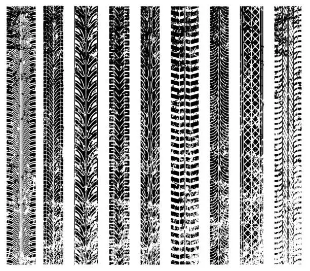 Vector illustration of Tire tracks