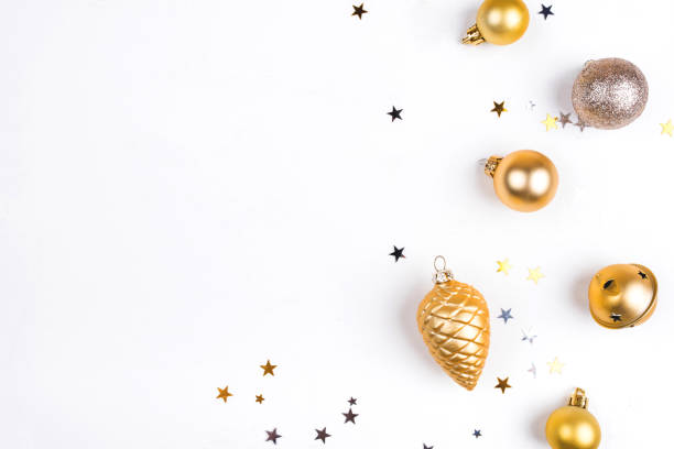 istock Festive white background with Christmas decorations. 1193171164