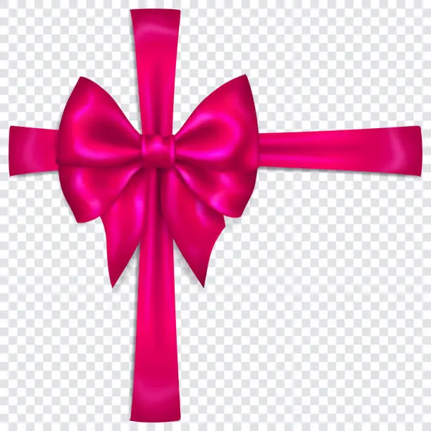 Vector illustration of Purple bow with crosswise ribbons