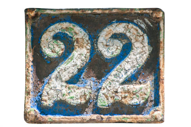 Old retro cast iron plate number 22