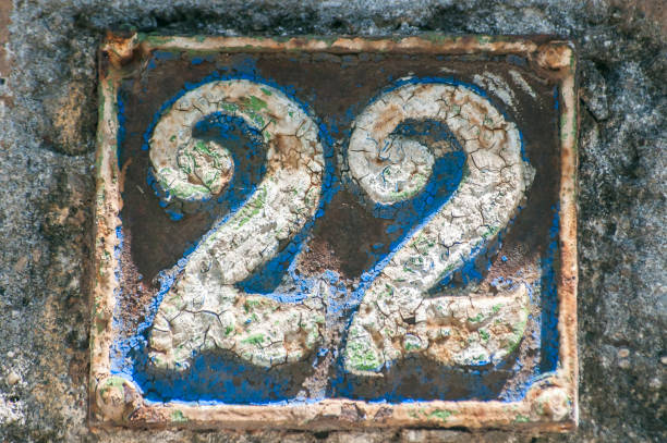 istock Old retro cast iron plate number 22 1193176753