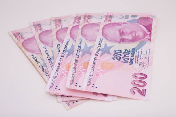istock Two Hundred Turkish Lira on white background 1193186895
