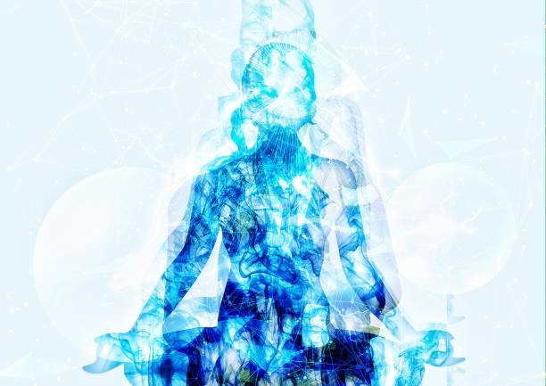 istock Back view of abstract woman meditating 1193204555