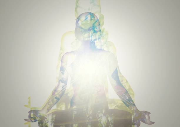 istock Back view of abstract woman meditating 1193204558