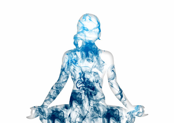 istock Back view of abstract woman meditating 1193204636