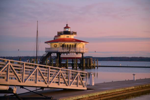istock Early morning view of Harbor with Choptank River Lighthouse 1193207790