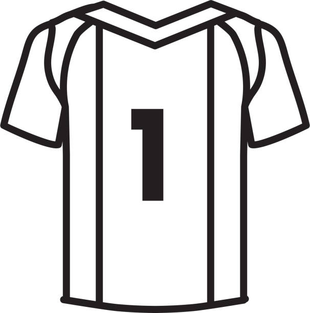 illustrazioni stock, clip art, cartoni animati e icone di tendenza di icona della maglia da calcio in stile linea sottile - sports uniform immagine