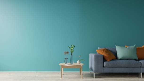 istock Blue living room with sofa and table. 1193216500
