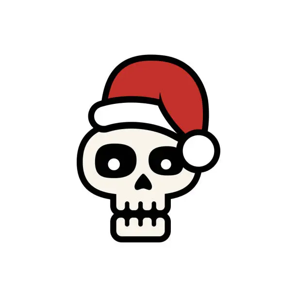 Vector illustration of Skull with Santa hat