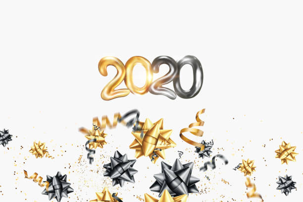 istock Creative design happy new year 2020 on a white background. Black-gold design. Brochure design template, card, banner. 3D illustration, 3D Render 1193222871