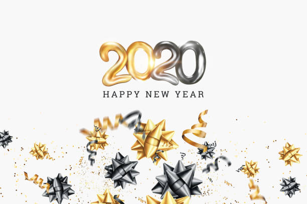 istock Creative design happy new year 2020 on a white background. Black-gold design. Brochure design template, card, banner. 3D illustration, 3D Render 1193222877