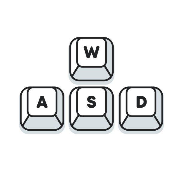 computer-gamer-tastatur, wasd-tasten, vektor-illustration. wasd-tasten, spielsteuerungstastaturtasten - d key stock-grafiken, -clipart, -cartoons und -symbole